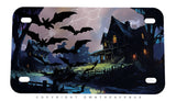 Haunted House Bats Flying Goth Motorcycle Metal License Plate - OwnTheAvenue