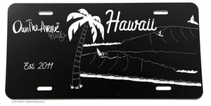 Hawaii Surfing Beach Ocean Sunset Palm Trees OwnTheAvenue License Plate Cover - OwnTheAvenue
