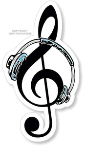 Music Note Headphone Music Lovers Car Truck Laptop Sticker Decal 4"