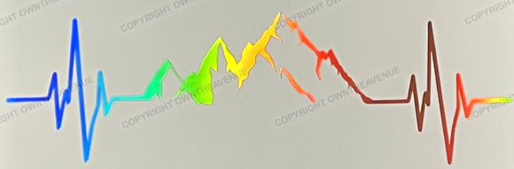 Heart Beat Mountains Hiking Camping Holographic Oil Slick Decal Sticker 7