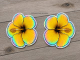 L/R Hawaiian Hibiscus Flower Holographic Vinyl Sticker Decals Model V01