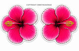 L/R Hawaiian Hibiscus Flower Holographic Vinyl Sticker Decals Model V001