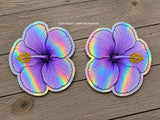 L/R Hawaiian Hibiscus Flower Holographic Sticker Decals Model V0001A