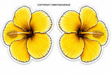 L/R Hawaiian Hibiscus Flower Holographic Vinyl Sticker Decals Model V01