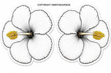 L/R Hawaiian Hibiscus Flower Vinyl Sticker Decals Model A