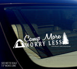 Camp More Worry Less Camping Hiking Mountains Outdoors Vinyl Sticker Decal V#2 - OwnTheAvenue