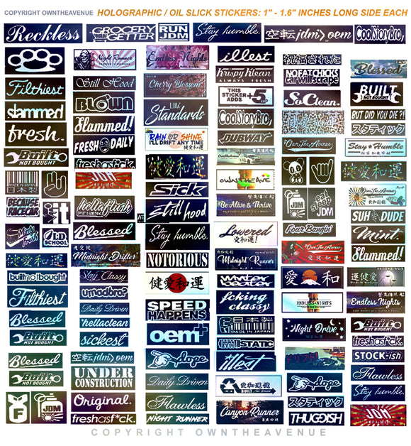 110 Hologram JDM Stickers Pack Car Motorcycle Racing Motocross Helmet Oil Slick Sticker Decals - OwnTheAvenue