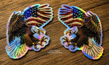 Set of Bald Eagle USA American Flag Patriotic Holographic Vinyl Sticker Decals