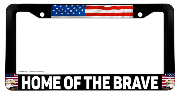 Home of The Brave USA American Flag Car Truck License Plate Frame - OwnTheAvenue