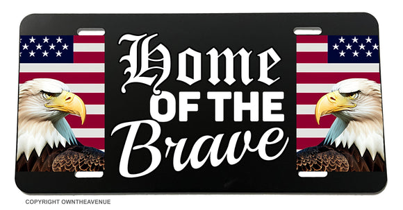 Home of The Brave USA American Flag Bald Eagle License Plate Cover - OwnTheAvenue