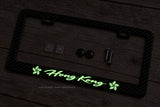 Hong Kong Flag Racing Style Glow In The Dark Carbon Fiber License Plate Frame