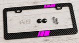 Pink Sport Stripe Racing Style Carbon Fiber License Plate Frame