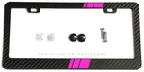 Pink Sport Stripe Racing Style Carbon Fiber License Plate Frame