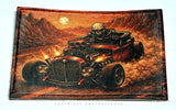 Hot Rod Skeleton Rectangle Vintage Style Iron On Patch - OwnTheAvenue