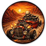 Hot Rod Skeleton Canyons Mountains Sunset Vinyl Sticker Decal 3.5" - OwnTheAvenue