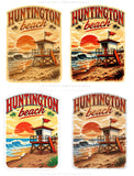 4 Pack - Huntington Beach Souvenir Car Truck Laptop Vinyl Sticker Decals 4" Inches Each - OwnTheAvenue