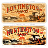 2 Pack - Huntington Beach Bumper Vinyl Stickers - 6" Inches Long Side Each - OwnTheAvenue