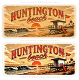 2 Pack - Huntington Beach Bumper Vinyl Stickers - 6" Inches Long Side Each - OwnTheAvenue