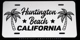Huntington Beach California Palm Trees Auto Metal License Plate - OwnTheAvenue