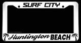 Huntington Beach Sport Art Style White License Plate Frame - OwnTheAvenue