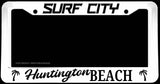 Huntington Beach Surf City Car Truck Auto White License Plate Frame - OwnTheAvenue
