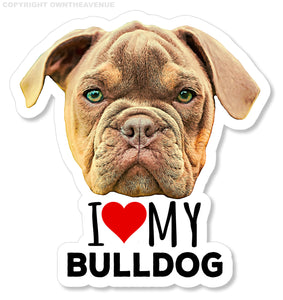 I Love My Bulldog Dog Pet Rescue Car Truck Window Bumper Sticker Decal 3.5"