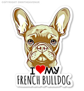 I Love My Frenchie French Bulldog Dog Rescue Pet Car Truck Sticker Decal 4"