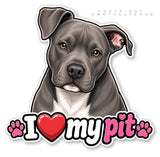 2 Pack - I Love My Pitbull Vinyl Decal Sticker Car Window Bumper Rescue Dog - 4.5" Inches Each - OwnTheAvenue