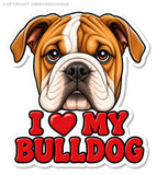 2 Pack - I Love My Bulldog Car Truck Window Bumper Laptop Vinyl Sticker Decals - 4.5" Inches Long Side Each - OwnTheAvenue