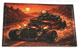 Hot Rod Skeleton Rectangle Vintage Style Iron On Patch - OwnTheAvenue