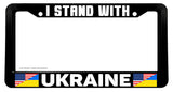 I Stand With Ukraine Ukrainian USA Flag License Plate Frame