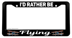 I'd Rather Be Flying Pilot Airplane Vintage Plane V01 License Plate Frame