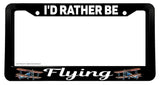 I'd Rather Be Flying Pilot Airplane Vintage Plane V01 License Plate Frame - OwnTheAvenue