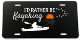 I'd Rather Be Kayaking Kayak Beach Lake Nature License Plate Cover - OwnTheAvenue