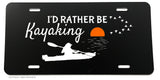 I'd Rather Be Kayaking Kayak Beach Lake Nature License Plate Cover