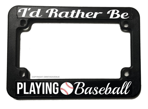 I'd Rather Be Playing Baseball Vintage Jk Retro Biker Motorcycle License Plate Frame - OwnTheAvenue