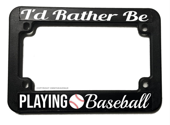 I'd Rather Be Playing Baseball Vintage Jk Retro Biker Motorcycle License Plate Frame
