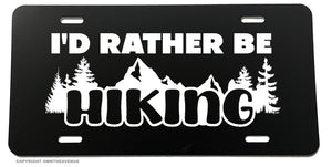 I'd Rather Be Hiking Mountains Outdoor Backpacking License Plate Cover