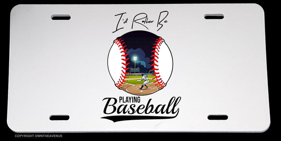 I'd Rather Be Playing Baseball Vintage Jk Retro Classic Style License Plate Cover - OwnTheAvenue