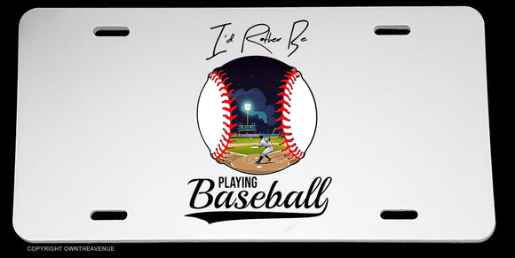 I'd Rather Be Playing Baseball Vintage Jk Retro Classic Style License Plate Cover