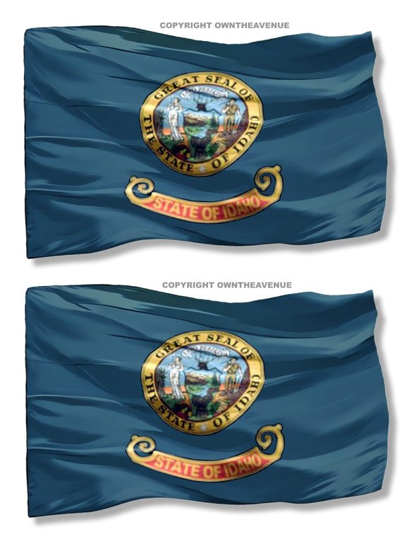 x2 Idaho Flag Vintage Style Wavey Vinyl Sticker Decals 3.5