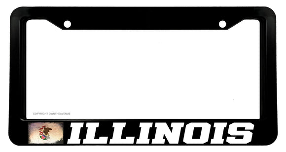 Illinois Flag Vintage Style Car Truck Auto License Plate Frame - OwnTheAvenue