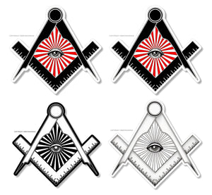 x4 Pack Freemason Mason Masonic Illuminati Eye Vinyl Decal Sticker 3.25" Each - OwnTheAvenue