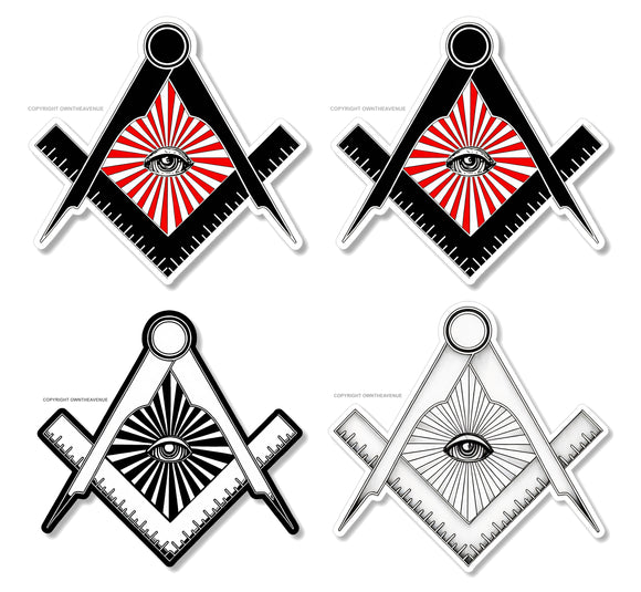 x4 Pack Freemason Mason Masonic Illuminati Eye Vinyl Decal Sticker 3.25