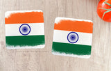 2Pcs India Flag Grunge Style Coasters - 4" x 4" Inches Each