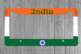 India World Country Flag Auto Metal Printed License Plate Frame