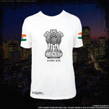 India Coat of Arms Slim Fit White T Shirt