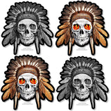 4Pcs - Indian Chief Skull Flames Laptop Bumper Auto Vinyl Sticker Decals 3.75" - OwnTheAvenue