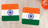 2Pcs India Flag Coasters - 4" x 4" Inches Each