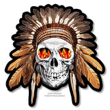 4Pcs - Indian Chief Skull Flames Laptop Bumper Auto Vinyl Sticker Decals 3.75" - OwnTheAvenue